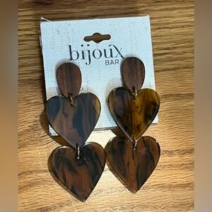 Bijou Bar faux tortoise heart shaped earrings